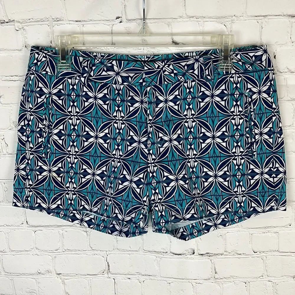 Stylus Blue and White Patterned Shorts Size 6
